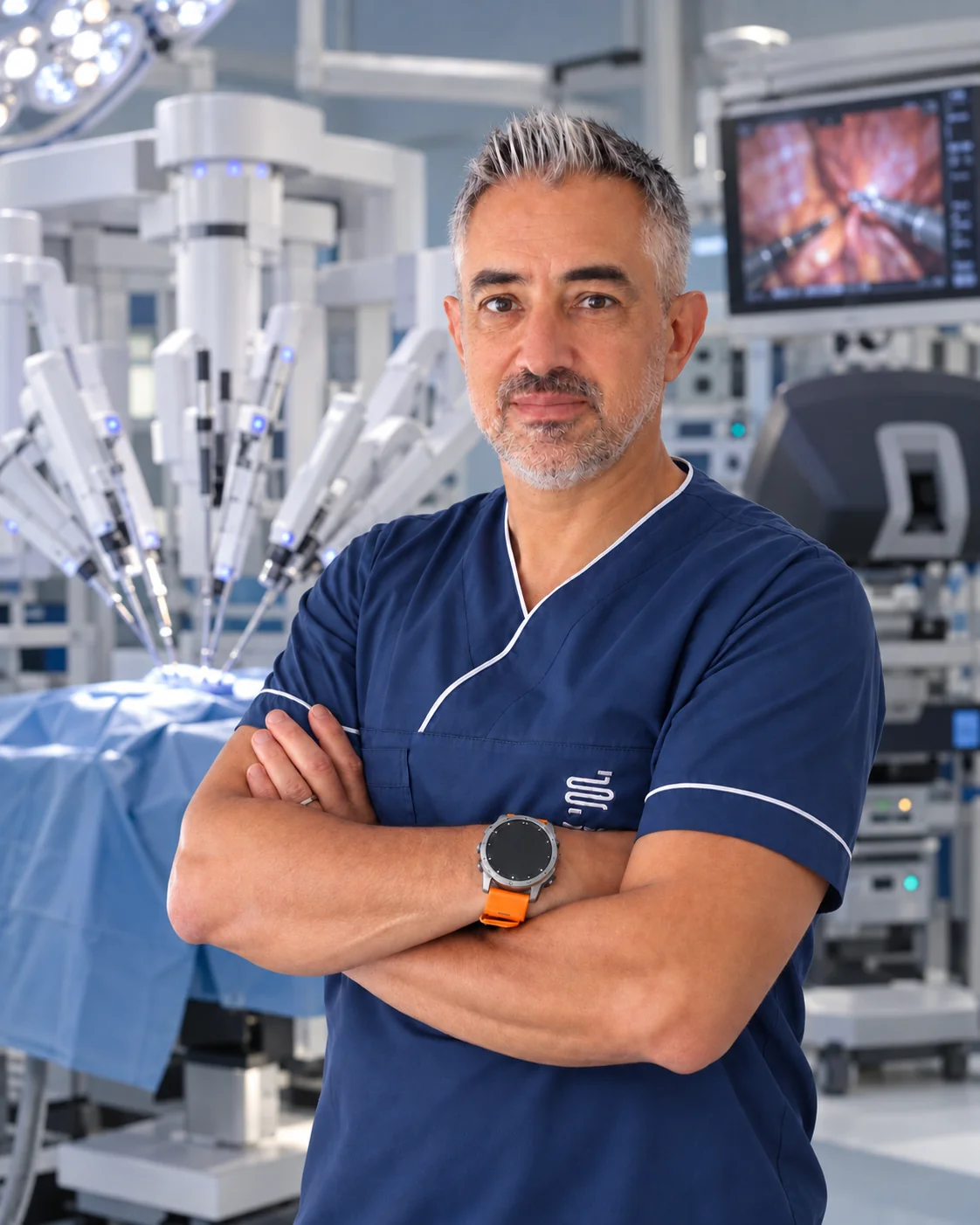 Dr. Marinos Vasilas im Operationssaal für Da-Vinci-Roboterchirurgie